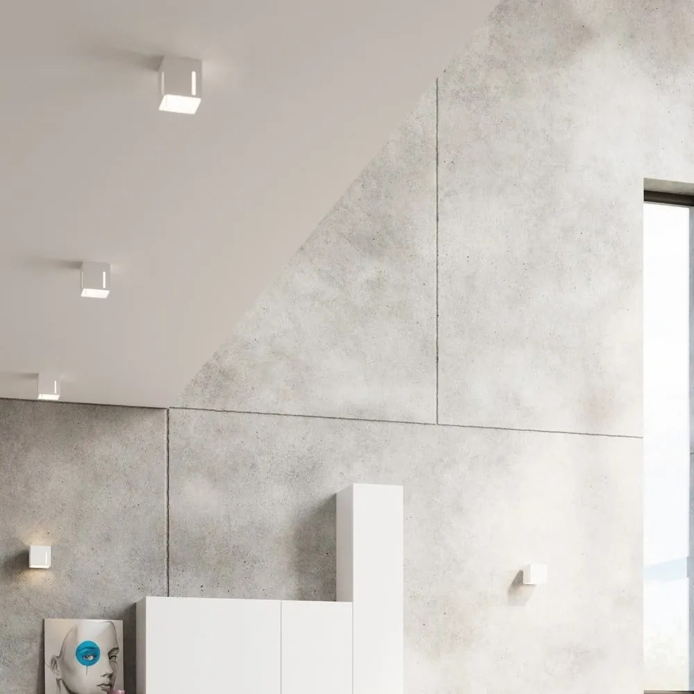 Бяло осветително тяло за таван с метален абажур 10x10 cm Pax – Sollux