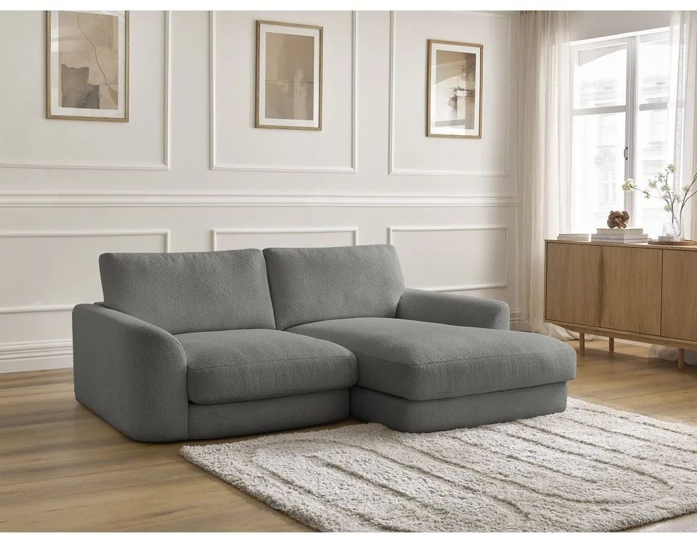 Тъмносив ъглов диван от букле (десен ъгъл) Leonore – Bobochic Paris