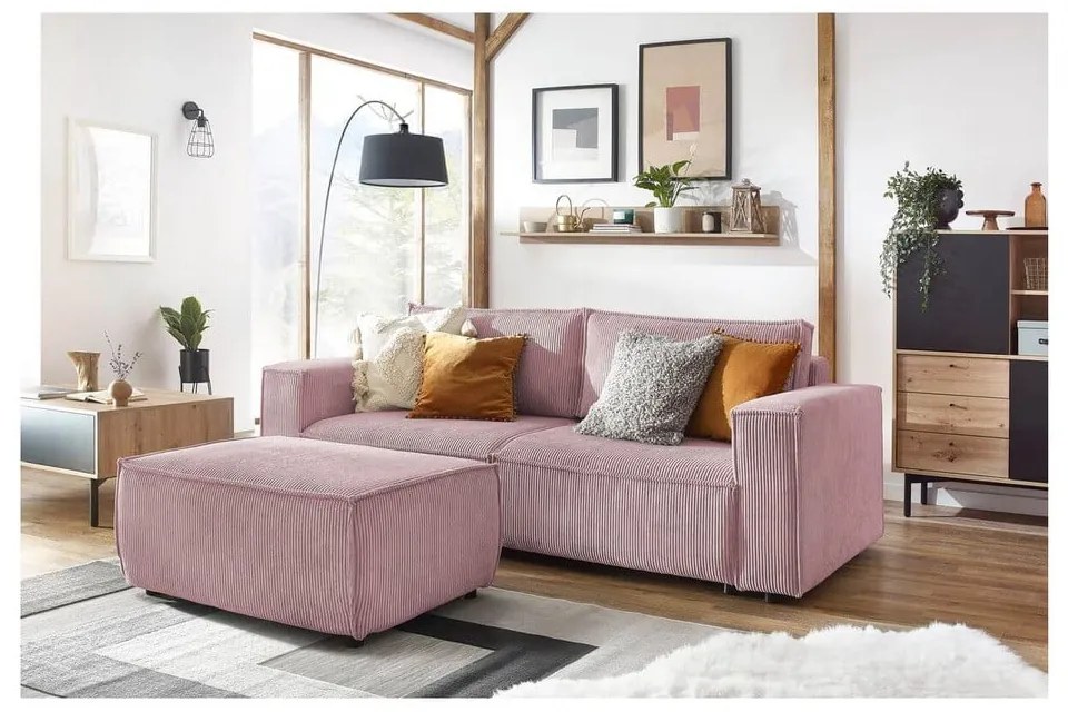 Светлорозова табуретка от велур Nihad - Bobochic Paris