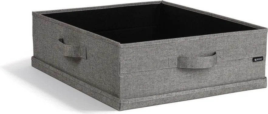 Сива текстилна кутия за съхранение с капак 46x56x16 cm Soft Storage Low – Bigso