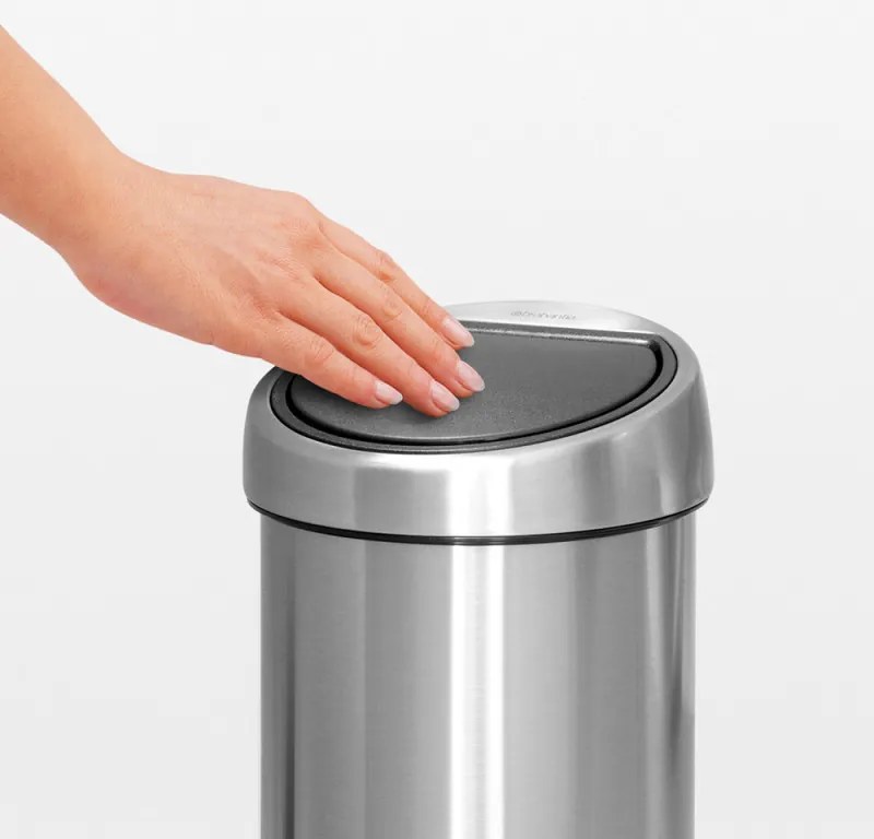 Кош за боклук Brabantia Touch Bin 647217, 3 л, Плавно и безшумно отваряне, Стенен монтаж, Устойчив на пръстови отпечатъци, Инокс