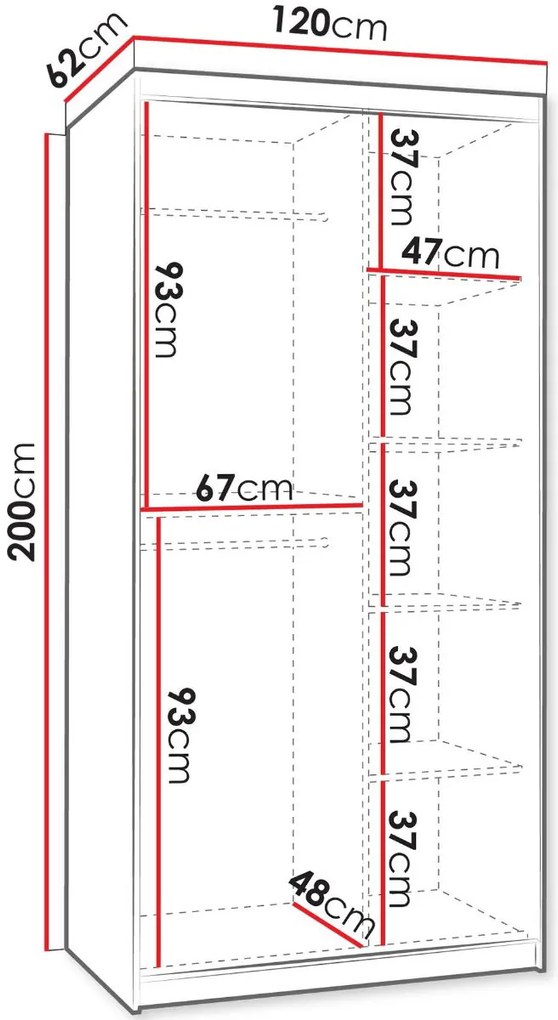 Гардероб Wika плъзгащ-Кашмир-Дължина: 120 см