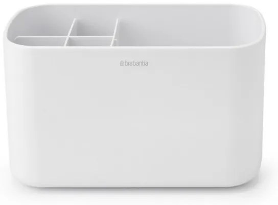 Кутия за аксесоари за баня Brabantia ReNew 1003494, Устойчива на корозия, Вътрешен разделител, Противоплъзгаща основа, Бял