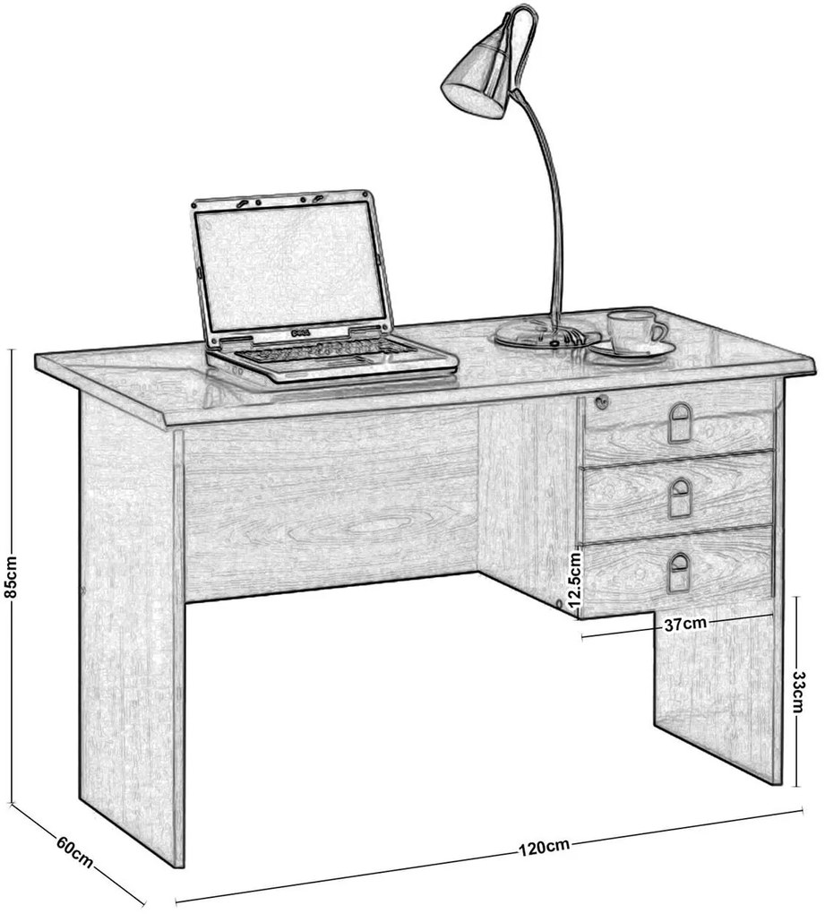 Бюро Siegal 3s-Естествен-120 x 60 x 75 см.