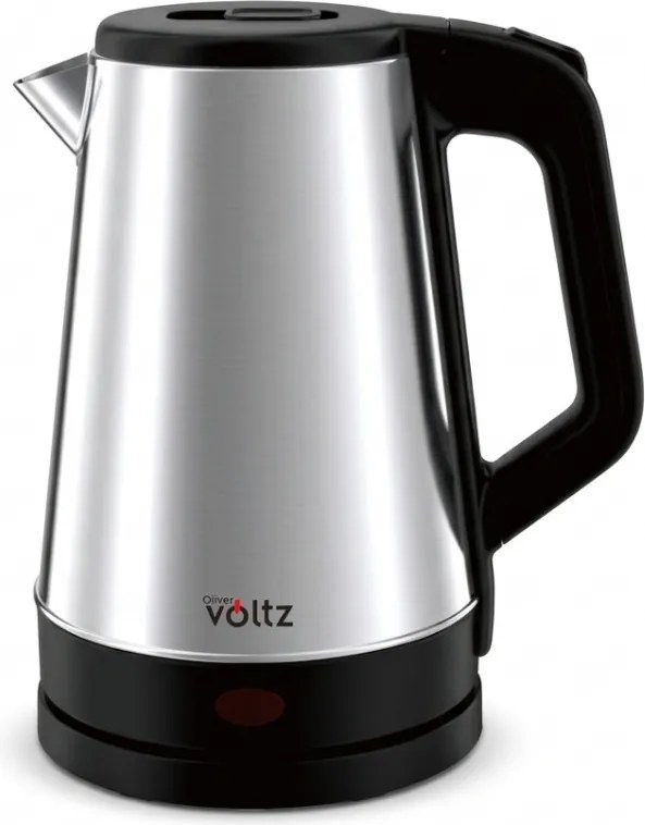 Електрическа кана Oliver Voltz OV51230AB, 1500W, 1.8 л, 360° основа, Корпус от неръждаема стомана, Инокс/черен