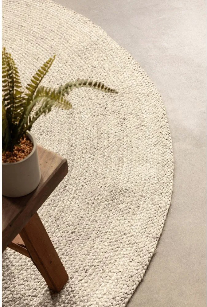 Кремав двустранен/ръчно изработен ютен кръгъл килим ø 100 cm Braided – Hanse Home