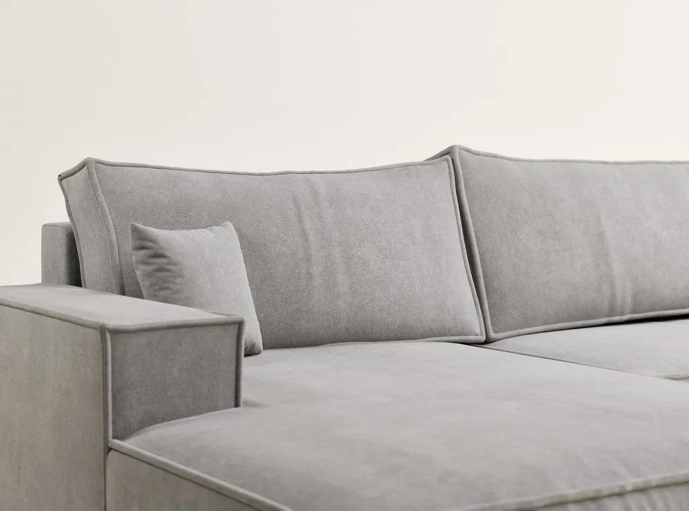 Сиво-бежов шенилов сгъваем/с място за съхранение ъглов диван (U форма) Kyoto – Maison de Rêve