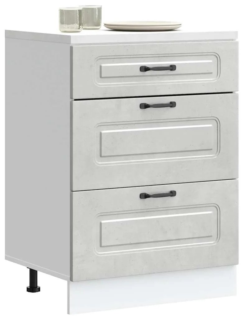 854283 vidaXL Кухненски шкаф, "Kalmar", бетонно сив, инженерно дърво