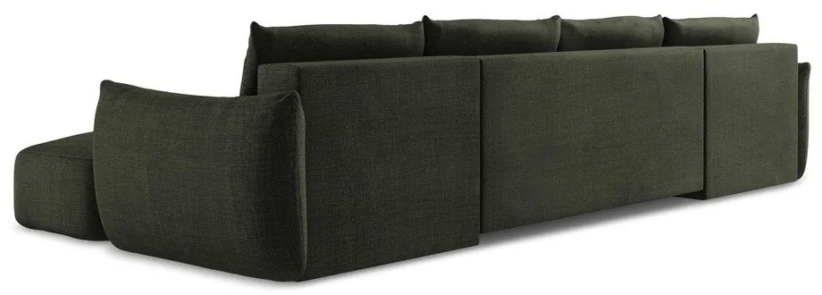 Зелен сгъваем ъглов диван (U форма) Leila – Makamii
