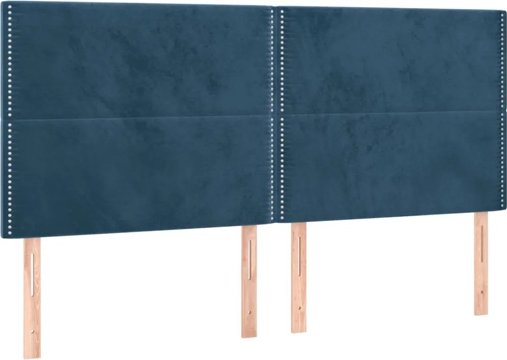 3116250 vidaXL Табла за легло, тъмносиня, 160x5x118/128 см, кадифе