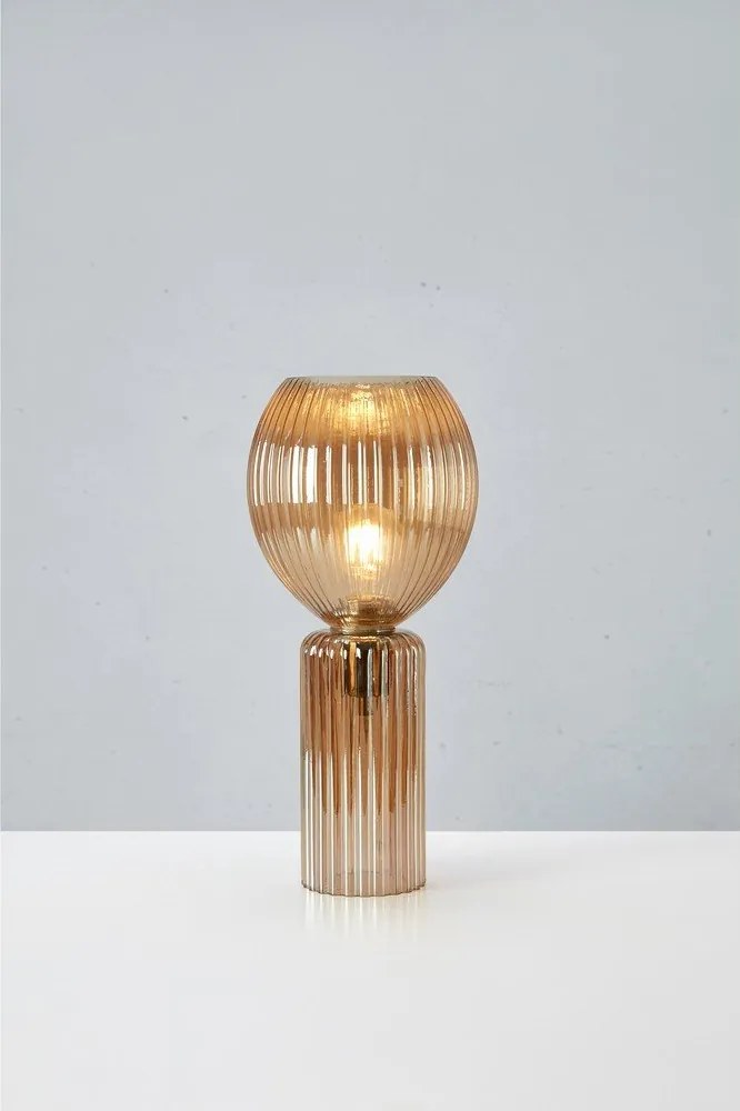 Настолна лампа в кехлибарен цвят със стъклен абажур (височина 40 cm) Toulipa – Markslöjd