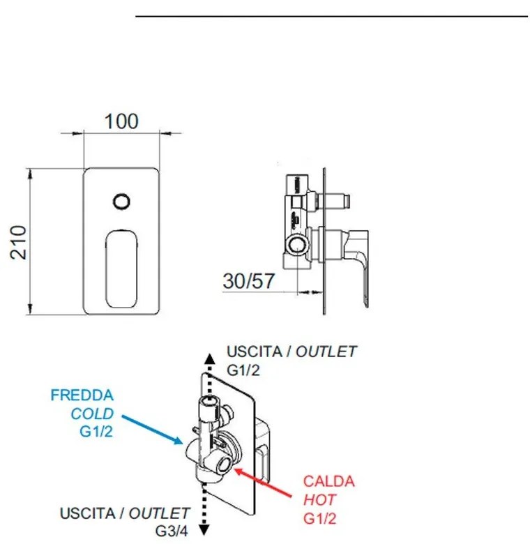 Вградена душ батерия в лъскаво-сребрист цвят (2 изхода) Spy – Sapho