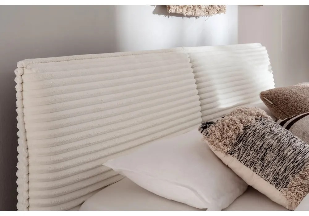 Бежово двойно легло 160x200 cm тапицирано с място за съхранение с включена подматрачна рамка Matera – Meise Möbel