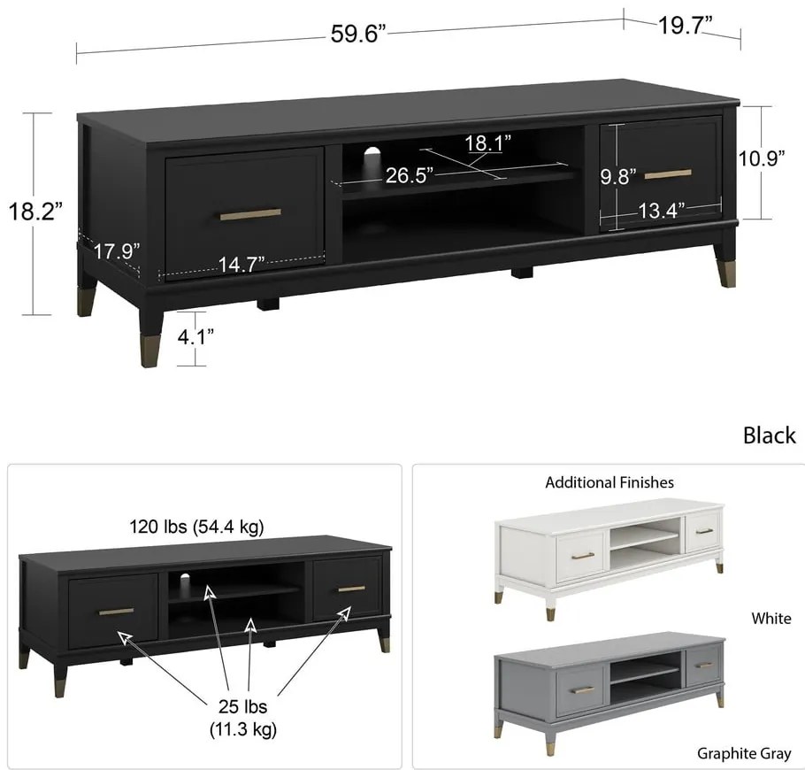 Сива маса за телевизор Westerleigh - CosmoLiving by Cosmopolitan
