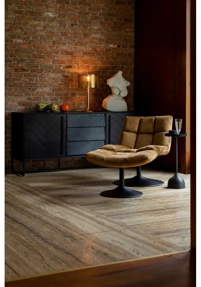 Кадифено кресло в цвят горчица Bar - Dutchbone