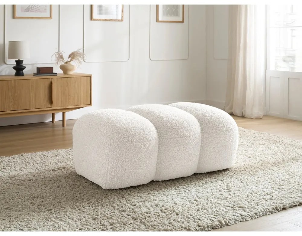 Бяла табуретка от прежда с примки от букле Hippolyte – Bobochic Paris