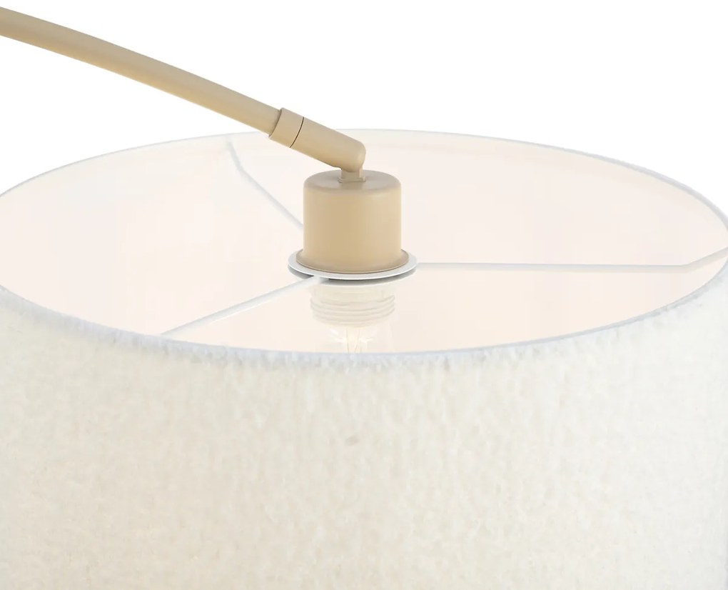 Модерна дъгова лампа бежова с плюшен абажур - Vinossa