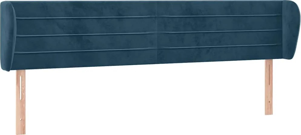 3117354 vidaXL Горна табла за легло с уши, тъмносиня, 203x23x78/88 см, кадифе