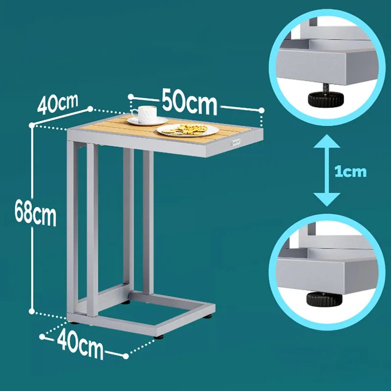 Странична масичка с WPC плоскост - 65,5 x 50 x 40 cm Бял