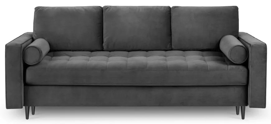 Тъмно сив кадифен разтегателен диван Santo - Milo Casa
