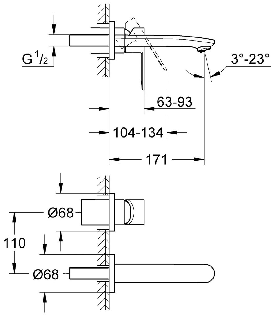 Тоалетна стенен кран Grohe Eurostyle Cosmopolitan