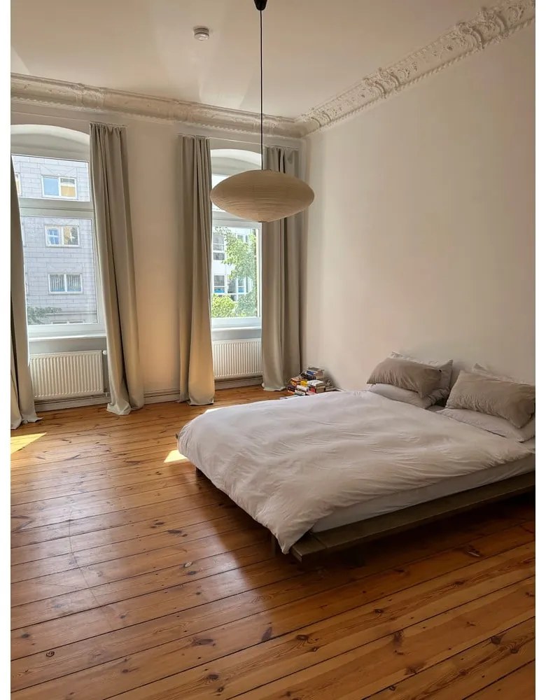 Кафяво двойно легло от борова дървесина с решетка 180x200 cm Japan - Karup Design