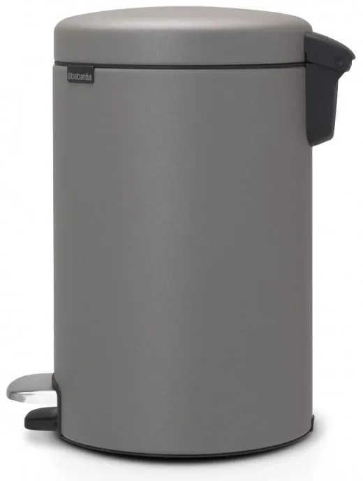 Кош за боклук с педал Brabantia NewIcon 1001090, 12 л, Плавно затваряне, Противоплъзгаща основа, Минерално покритие, Сив