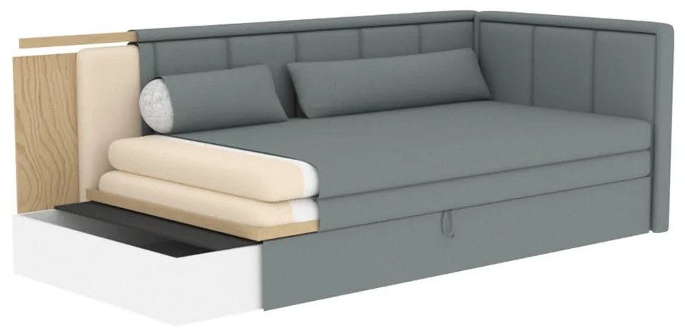 Розов шенилов разтегателен диван с място за съхранение 214 cm Fulgeo – ELTAP