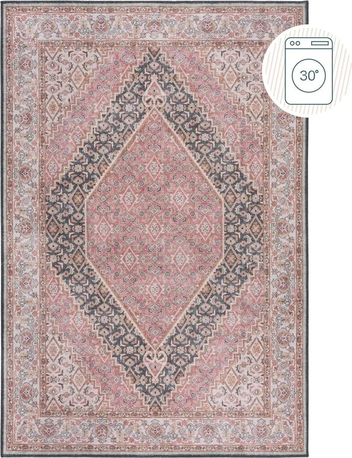 Розов килим подходящ за пране 152x230 cm Briony Traditional – Flair Rugs