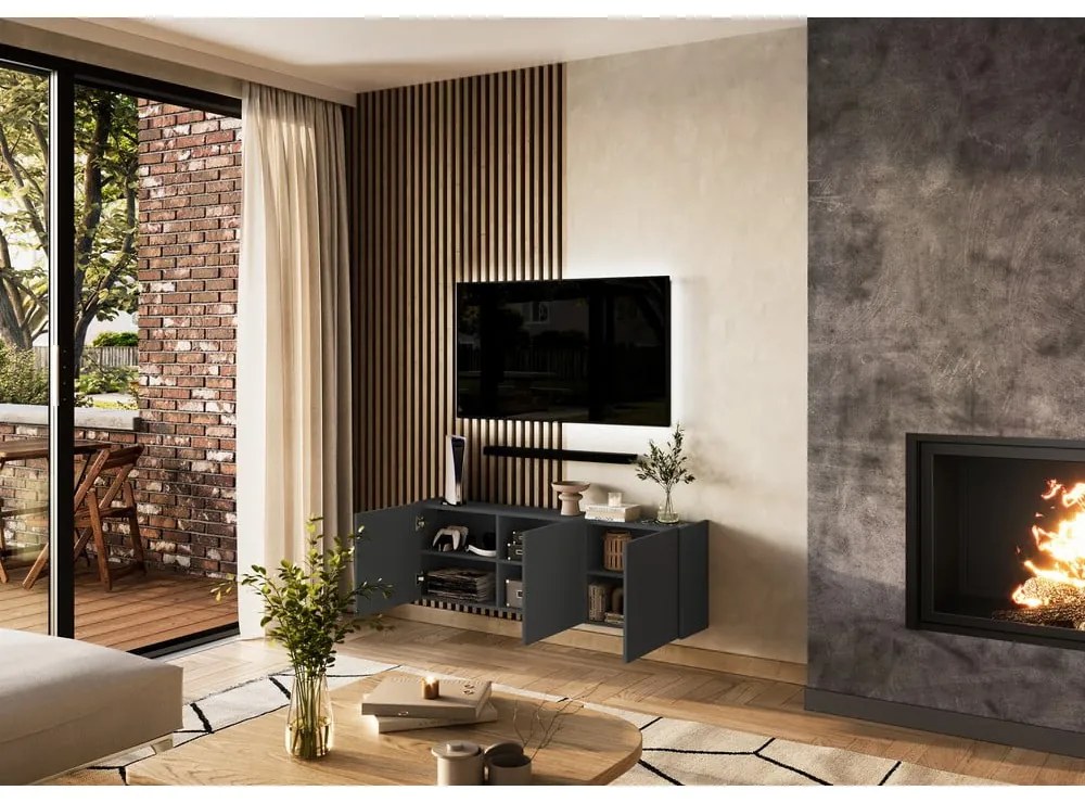 Антрацитна маса за телевизор 138x45 cm Piana – Germania