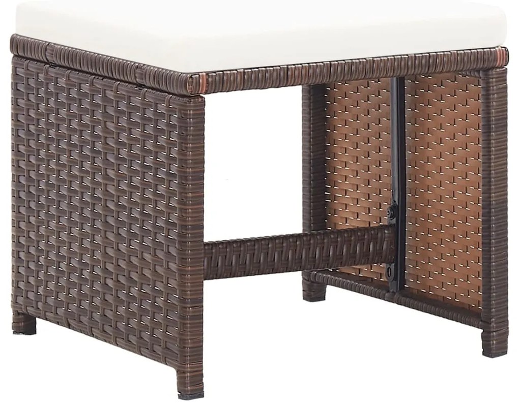 316806 vidaXL Градински табуретки с възглавници, 4 бр, кафяви, полиратан