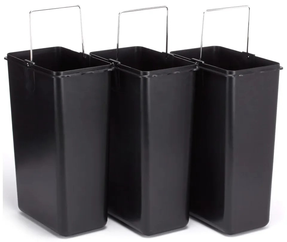 Стоманено кошче за боклук за рециклиране с педал в матово сребрист цвят 3x8 l Tri Selectif – MSV