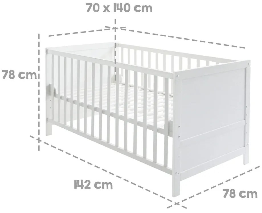 Бяло детско легло 70x140 cm - Roba