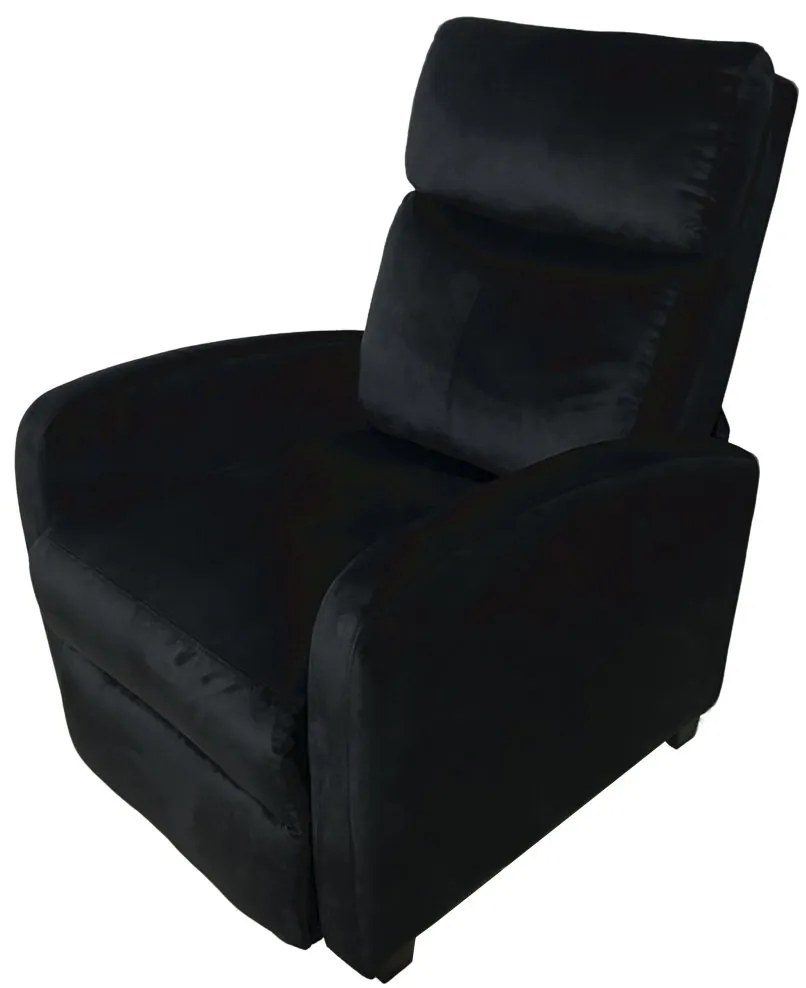 Стилен фотьойл с накланяне от черно кадифе