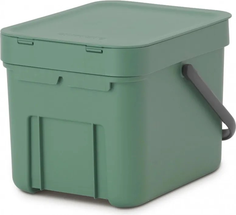 Кош за разделно събиране на боклук Brabantia Sort&Go 1003233, 6 л, Дръжка, Възможност за стенен монтаж, Тъмнозелен