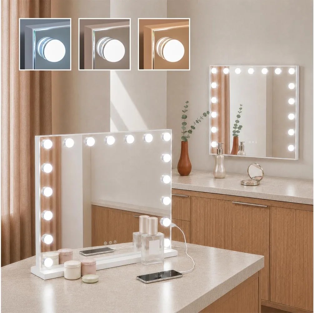 BRILAGI - LED Димируемо огледало за грим HOLLYWOOD LED/15W/230V 60x50 cm бяло