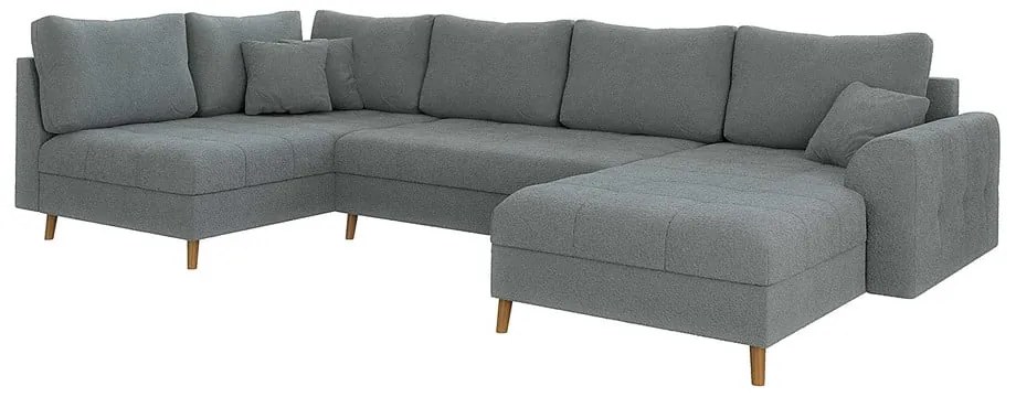 Сив ъглов диван от плат букле (десен ъгъл/"U" форма) Ariella – Ropez