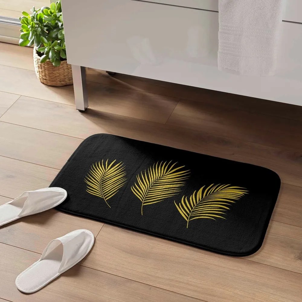 Черно-златист килим за баня 45x75 cm Orbella – douceur d'intérieur