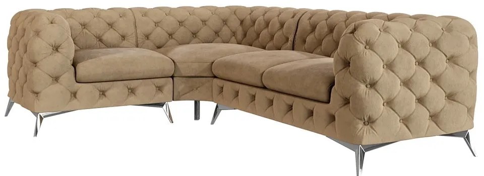 Светлокафяв кадифен ъглов диван (ляв ъгъл/L форма) Chelsea – Ropez