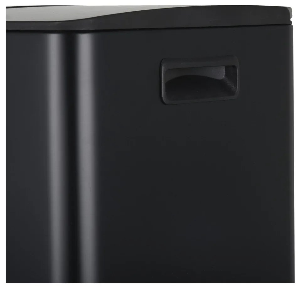 Матово черно стоманено кошче за боклук 2x30 l за рециклиране с педал Aliya – Spirella