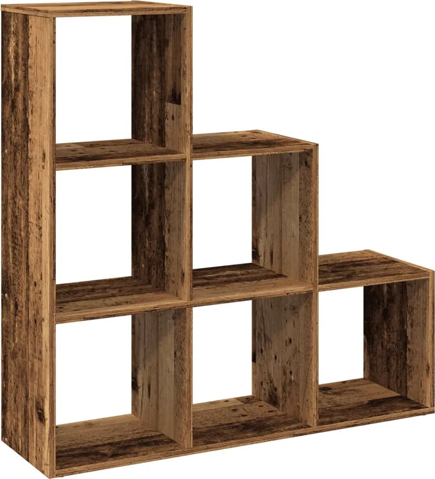 857965 vidaXL Разделител за стая / библиотека старо дърво 3 нива 99x29x99 см
