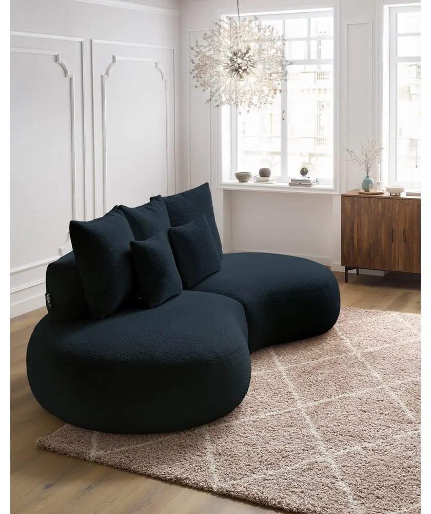 Тъмносин диван от плат букле 260 cm Saint-Germain - Bobochic Paris