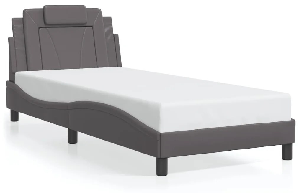 3208071 vidaXL Рамка за легло Viana без матрак, сива, 90x200 см, изкуствена кожа