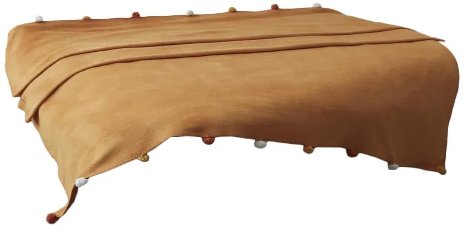 Покривало за легло от флийс в цвят горчица 150x200 cm Pom Pom – Mijolnir