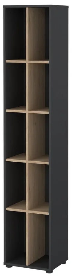 Етажерка за книги в дъбов декор в цвят антрацит-натурален 41x205 cm Sign - Tvilum