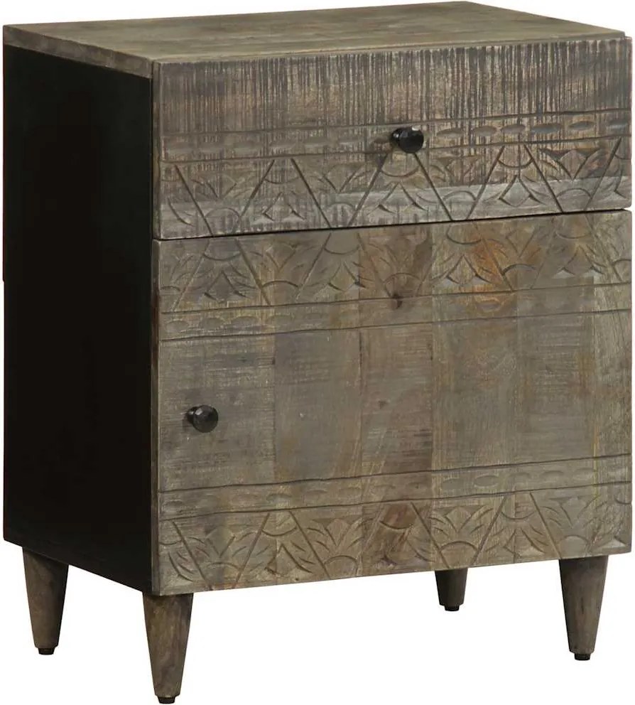 4017800 vidaXL Нощно шкафче Светло сиво 50x33x60 cm Масивна дървесина Манго