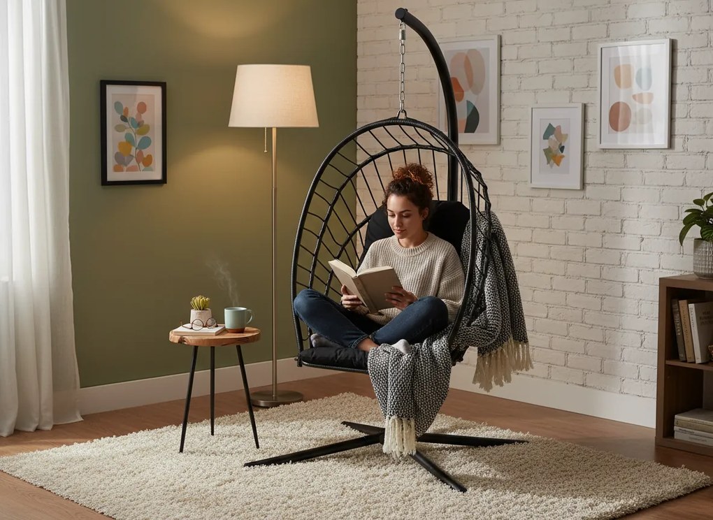 Висящ фотьойл Fold-черен