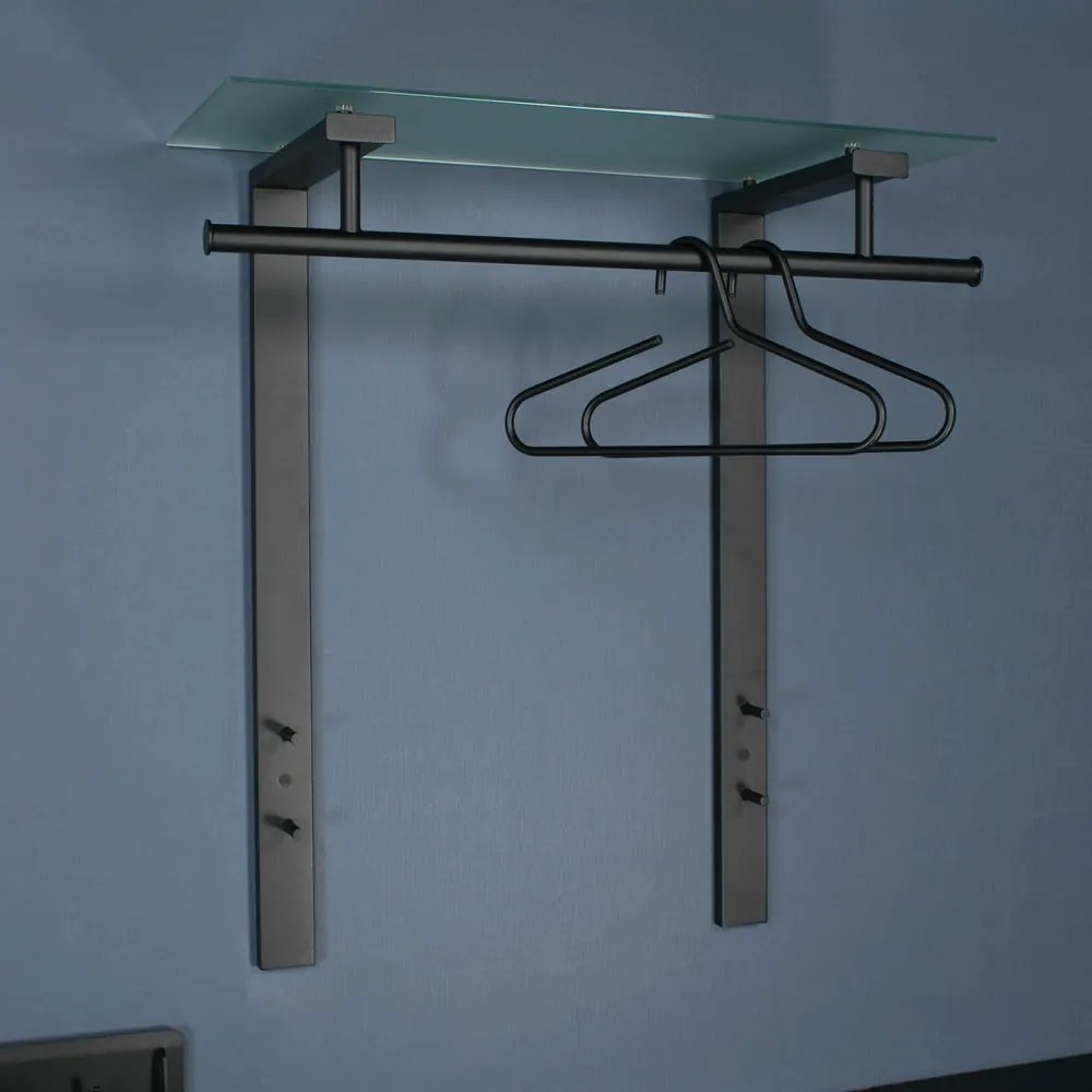 Черна метална стенна закачалка с рафт 80 cm Dutch – Spinder Design