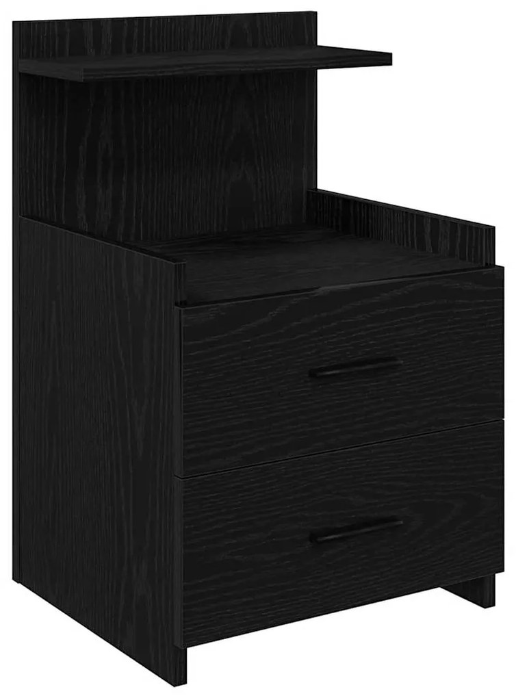 858634 vidaXL Нощно шкафче с 2 чекмеджета, черно, 40x36,5x62 см
