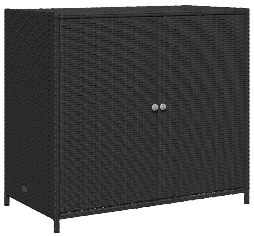 365543 vidaXL Градински шкаф за съхранение, черен, 83x45x76 см, полиратан